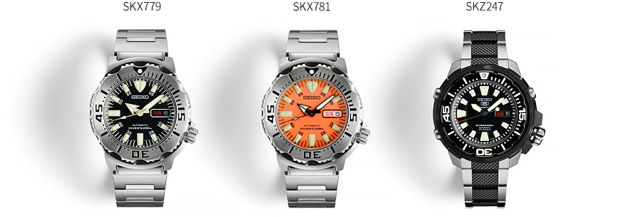 「ブラックモンスター(品番SKX779)」「オレンジモンスター(品番SKX781)」「フランケンモンスター(品番SKZ247)」の写真